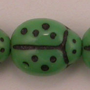 10 pcs  Green Lady Bug glass beads 6X8.5mm